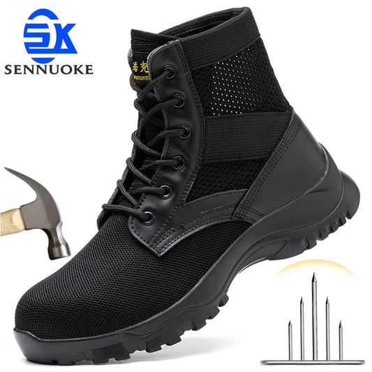 SENNUOKE Safety Shoes Safety Boots Man SteelToe Cap for Work Lightweight Safety Tennis Free Shipping Industrial Security-Protection