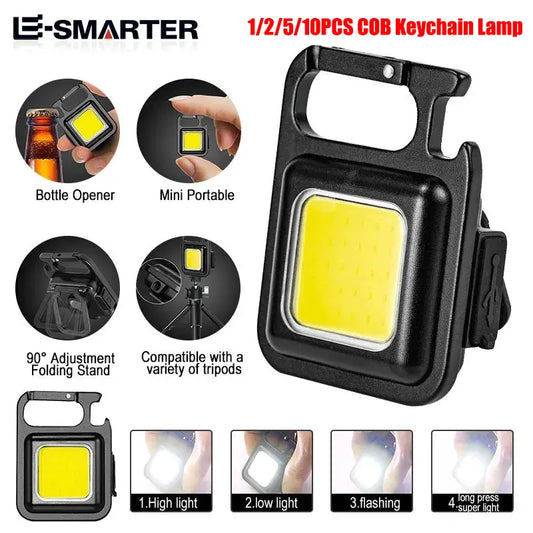 COB Flashlight Mini Protable Keychain Lamp 4 Lighting EDC Torch Outdoor Waterproof Emergency Camping Fishing Work Lights