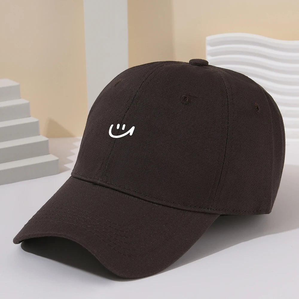 Smiley Letter Baseball Cap Women Men Summer Curved Brim Solid Color Cotton Snapback Hats Uniex Outdoor Sport Hip Hop Hat