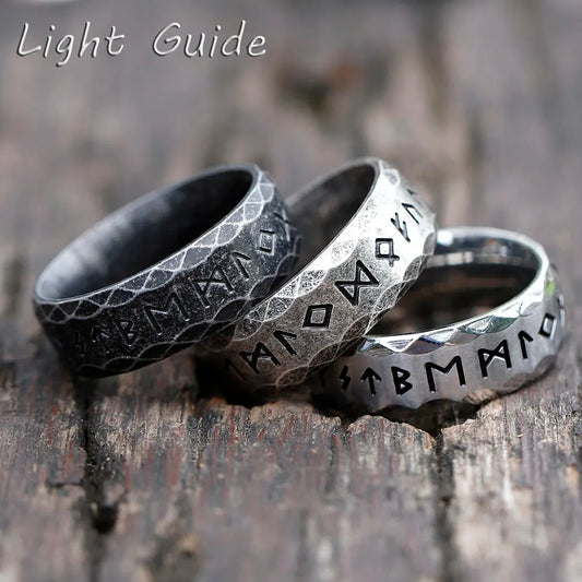Light Guide Ring Stoic NEW Men's 316L stainless-steel rings retro Odin Viking rune for teen RING Amulet fashion Jewelry Gift free shipping